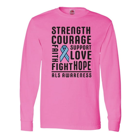 Inktastic ALS Awareness Strength Courage Support Long Sleeve T-Shirt