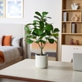 thumbnail image 3 of DR.Planzen Artificial Fiddle Leaf Fig Tree, 25.6 Inch Tall Lifelike Fake Plant in White Pot, Realistic Indoor Ficus Lyrata for Home Office Living Room Decor, 3 of 8