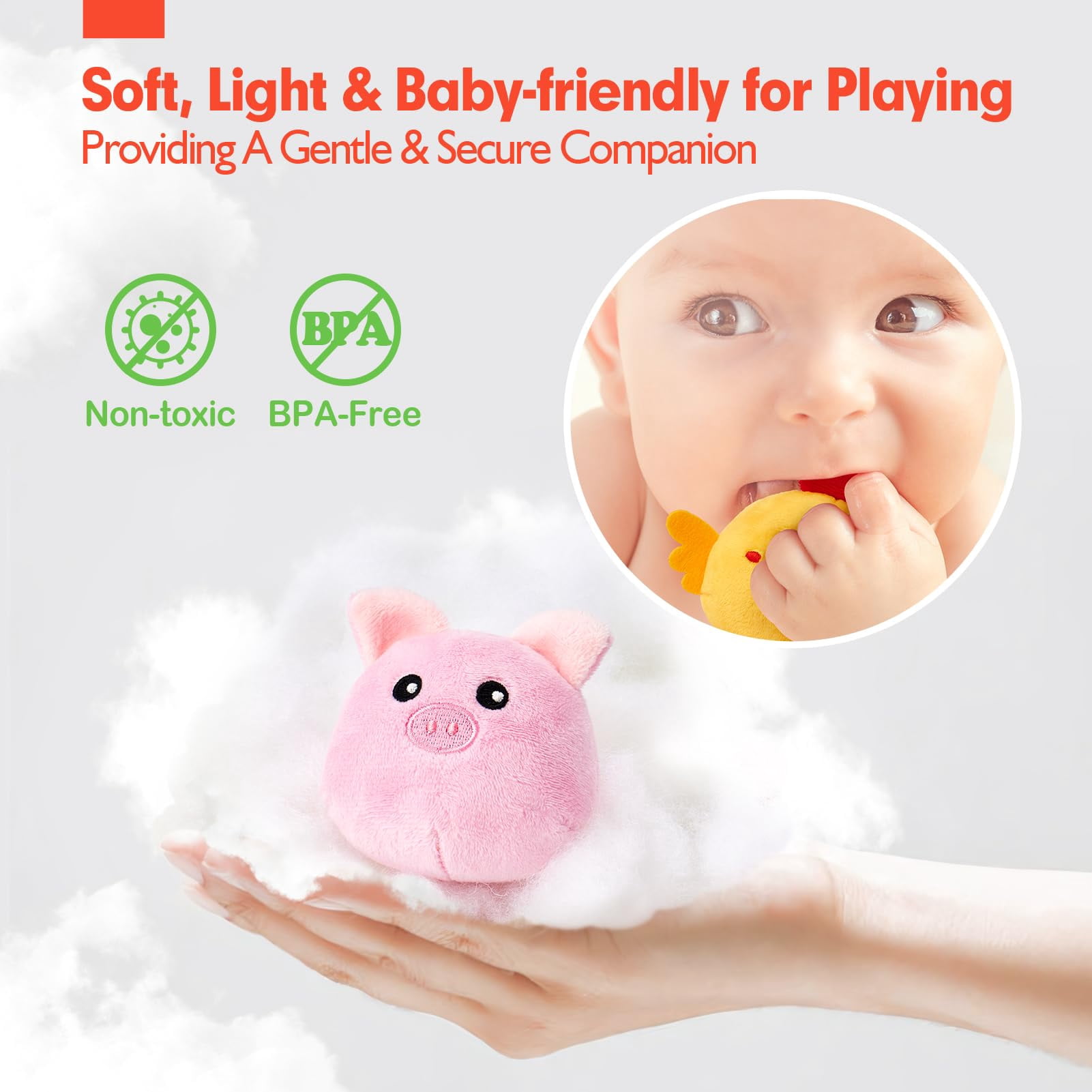 Surprise Barn Stuffed Farm Animals, Rattle, Crinkle, Mirror, Baby Toys 6-12 Months Montessori Toys - for 6 Month Old Sensory Balls 1-3 Plush Baby Valentines Day Gifts Easter Basket Stuffers