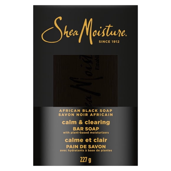 SheaMoisture Savon en barre Apaise et Clarifie Savon Noir Africain avec des nutriments au beurre de karité hydratants pendant 24 heures pour une peau saine et éclatante