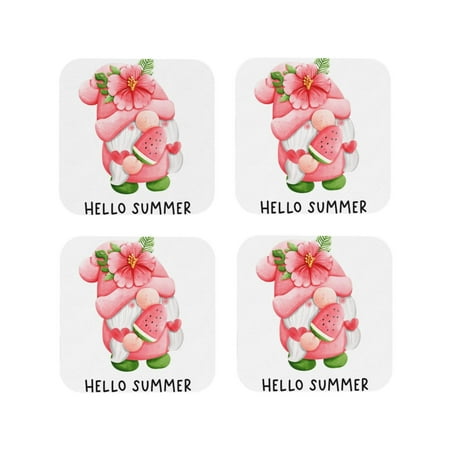 

Tideii Watercolor Tropical Gnomes for Leather Coasters 4 Pieces Anti-fouling and Anti-scalding Decorative Coasters Suitable for Restaurants Kitchens Coffee Shops-Square