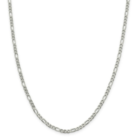 Sterling Silver 4mm Pav‚ Flat Figaro Chain