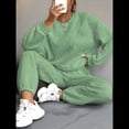 thumbnail image 3 of Conjunto Deportivo de Dos Piezas para Mujer: Sudadera y Pantalón Deportivo de Cuello Redondo Liso y Holgado, Conjunto de Jersey para Estar en Casa. Verde M, 3 of 5