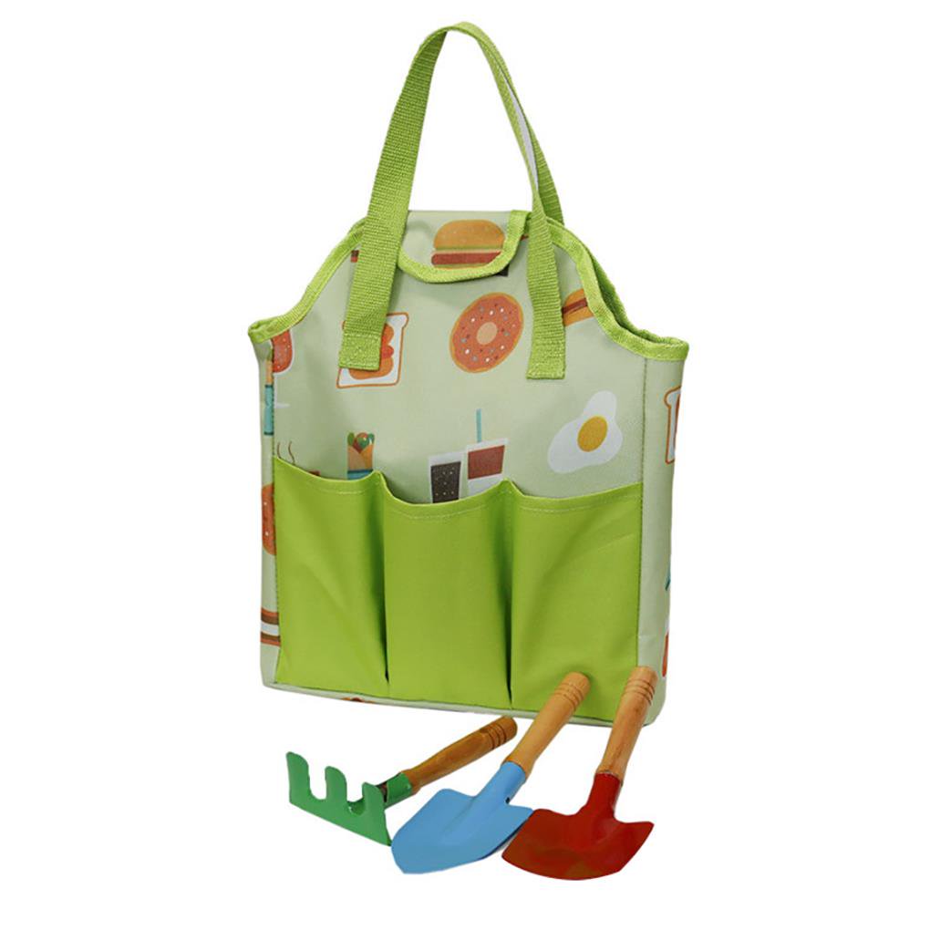 Kit De Jardinage Pour Enfants - 7 Pièces Métal : Truelle, Pelle, Râteau, Gants, Tablier, Arrosoir, Sac