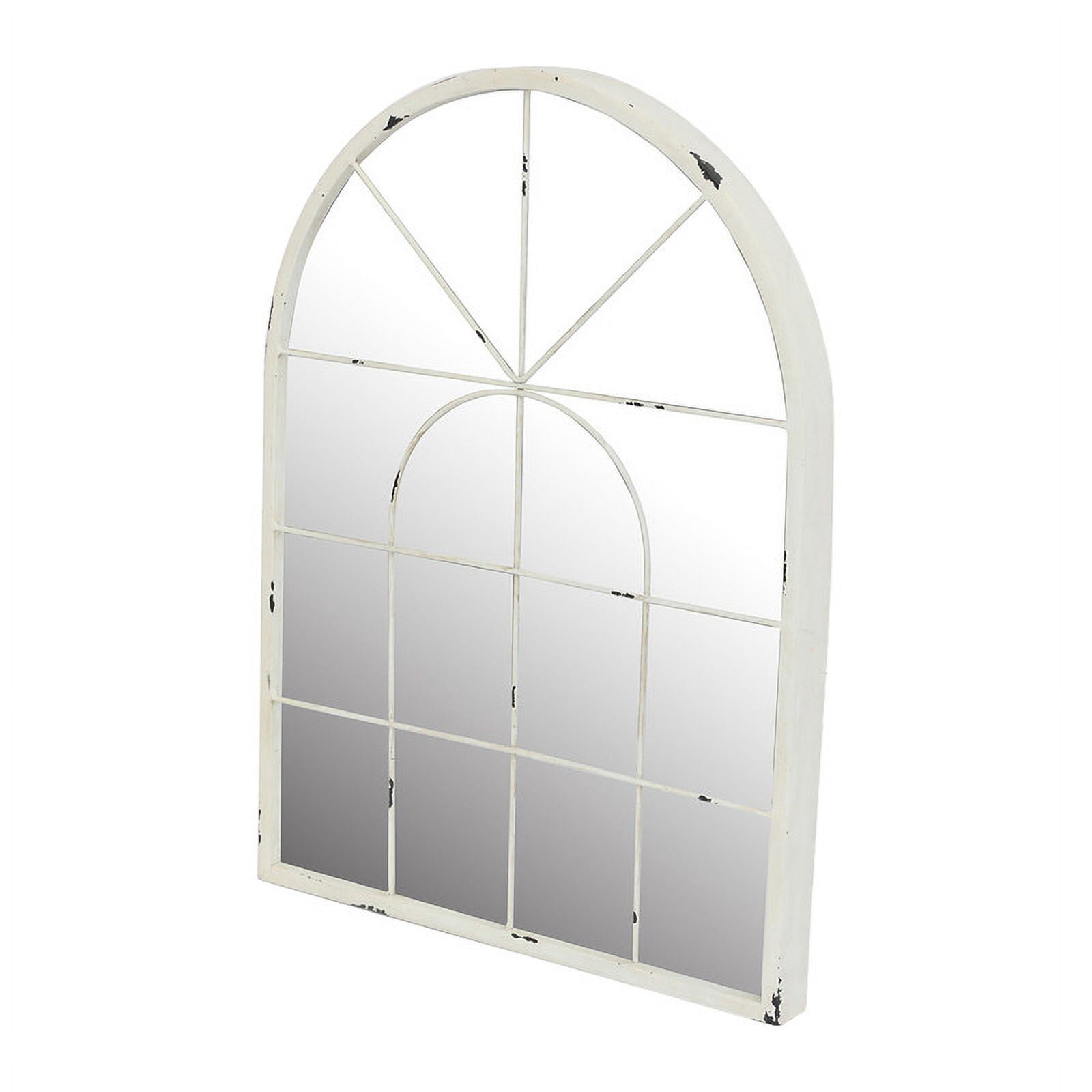 Aspire Home Accents Tuscany Distressed 12" x 16" White Farmhouse Arch Wall Mirror