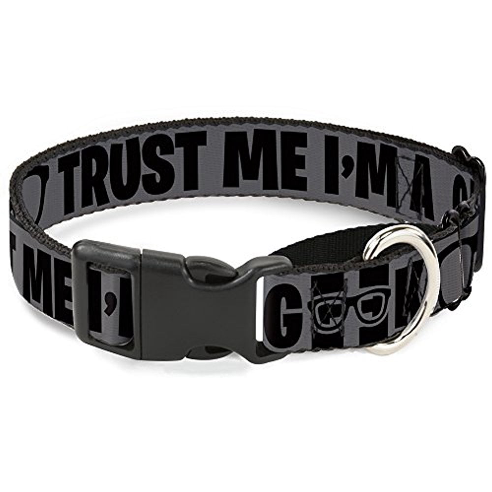 buckle-down mgc-w30948-l i'm a geek glasses gray black martingale dog collar