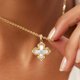 thumbnail image 3 of Collar Fettero Dainty Gold con forma de trébol chapado en 14 quilates para mujer, 3 of 7