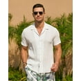 thumbnail image 5 of Youclos Men's Short Sleeve Textured Linen Shirts Hawaiian Button Down Shirts, 5 of 7