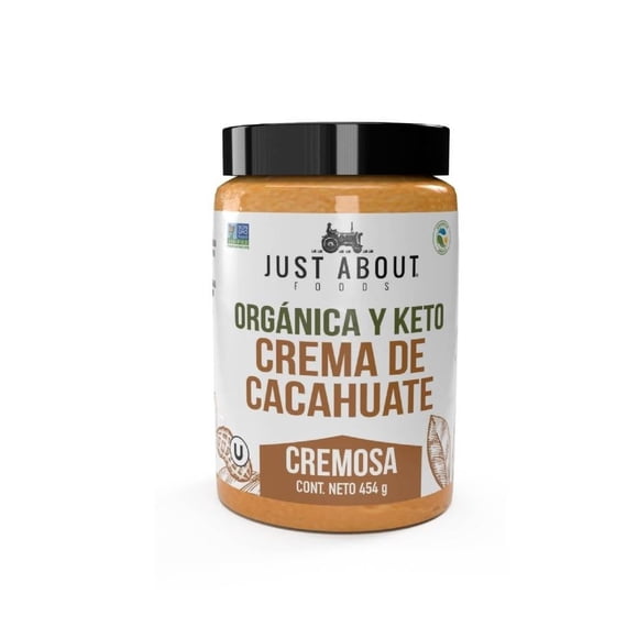 Crema de cacahuate Just About Foods orgánica y keto cremosa 454 g