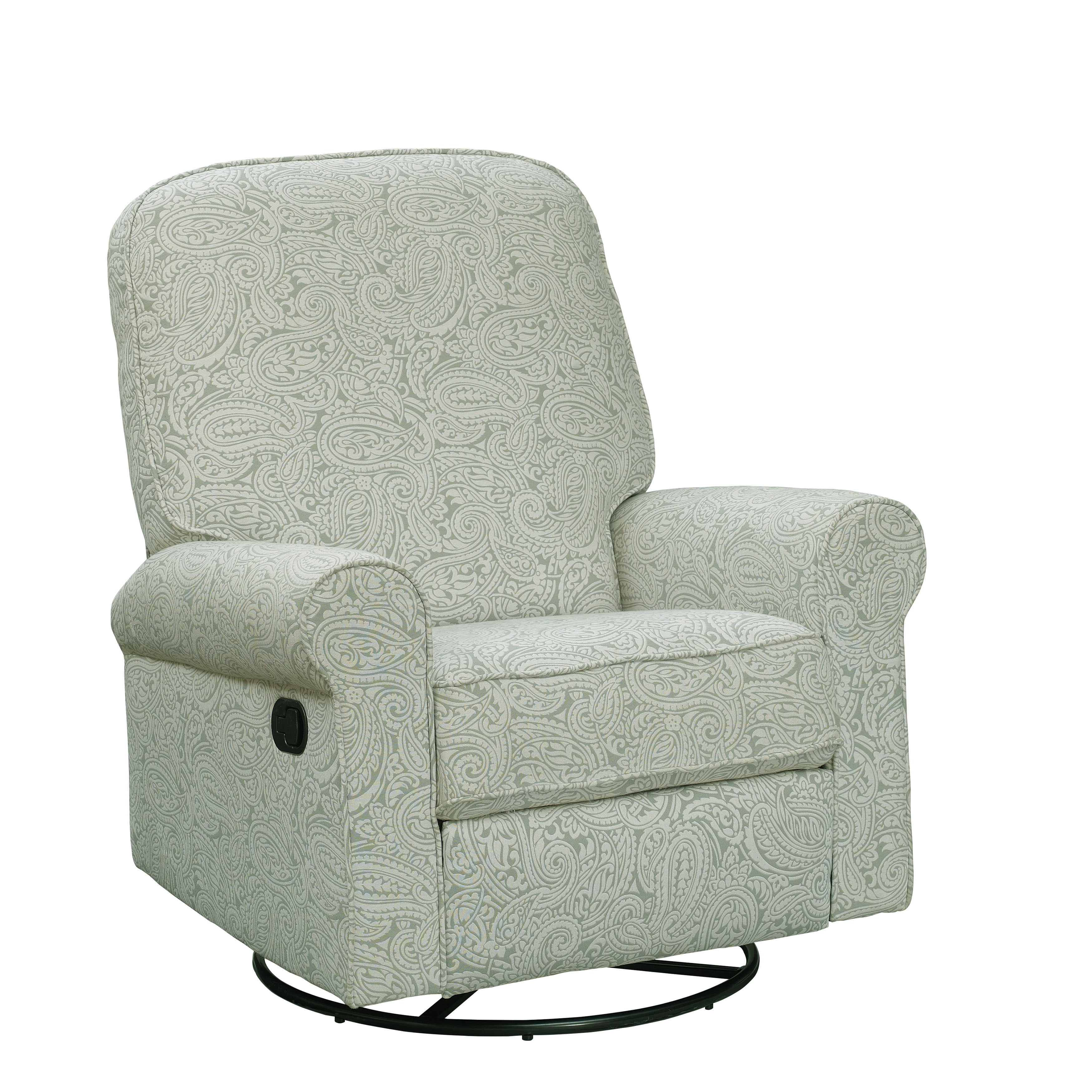HomeFare Ashewick Swivel Glider Recliner in Spearmint Paisley
