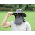 thumbnail image 2 of Fpogbef Fishing Hat for Men Women, UPF50+ Wide Brim Fishing Hat with Face Cover Neck Flap Sun Hat, Gray, 2 of 7