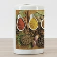 thumbnail image 3 of Spice Ceramic Toothbrush Holder, Overview Picturesque of Various and Healthy Aromatic Additives and Vegetables, Decorative Versatile Countertop for Bathroom, 4.5" X 2.7", Multicolor, 3 of 4