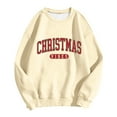 thumbnail image 4 of Fiaer Christmas Women Pullover Sweatshirts Letter Graphic Plus Size Crew Neck Long Sleeve Loose Fit Casual Trendy Warm Tops Beige S, 4 of 4