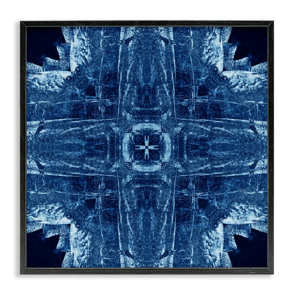 Stupell Industries Navy Blue Geometric Shapes Abstract Painting Black Framed Art Print Wall Art, 12 x 12