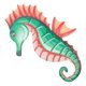 thumbnail image 1 of Wall Iron Decoration Beautiful Metal Sea Horse Ornamental Pendant Home Decorative Supply 34x19.5cm Green 1Pc, 1 of 5
