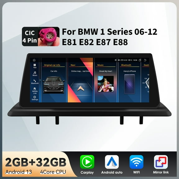 Android Auto Apple CarPlay Bluetooth 2 32GB Wifi RDS Car Stereo Radio Head Unit Multimedia GPS Navigation Player For BMW 1 Series E81 E82 E87 E88 CIC 2006-2012