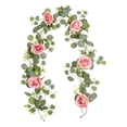 thumbnail image 2 of Guirnalda de flores artificiales colgantes, enredadera floral, decoración de boda, multifuncional Rosa oscuro, 2 of 7