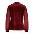 thumbnail image 3 of FRSASU Women's Elegant Patchwork Velvet Shirts Mesh Long Sleeve Dressy Loose Crewneck Lightweight Cocktail Tops Wine-A, 3 of 6