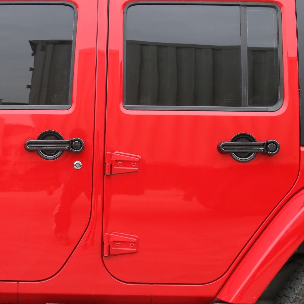 5PCS Carbon Fiber pattern ABS Car Exterior Side Tailgate Door Handle Bowl Panel Cover scratch-resistant Trim For Jeep Wrangler JK 2007-2017