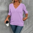 thumbnail image 6 of Horkkom Pullover Sweaters for Women Long Sleeve V Neck Sweaters Causal Solid Color Cozy Sweaters XXXL, 6 of 10