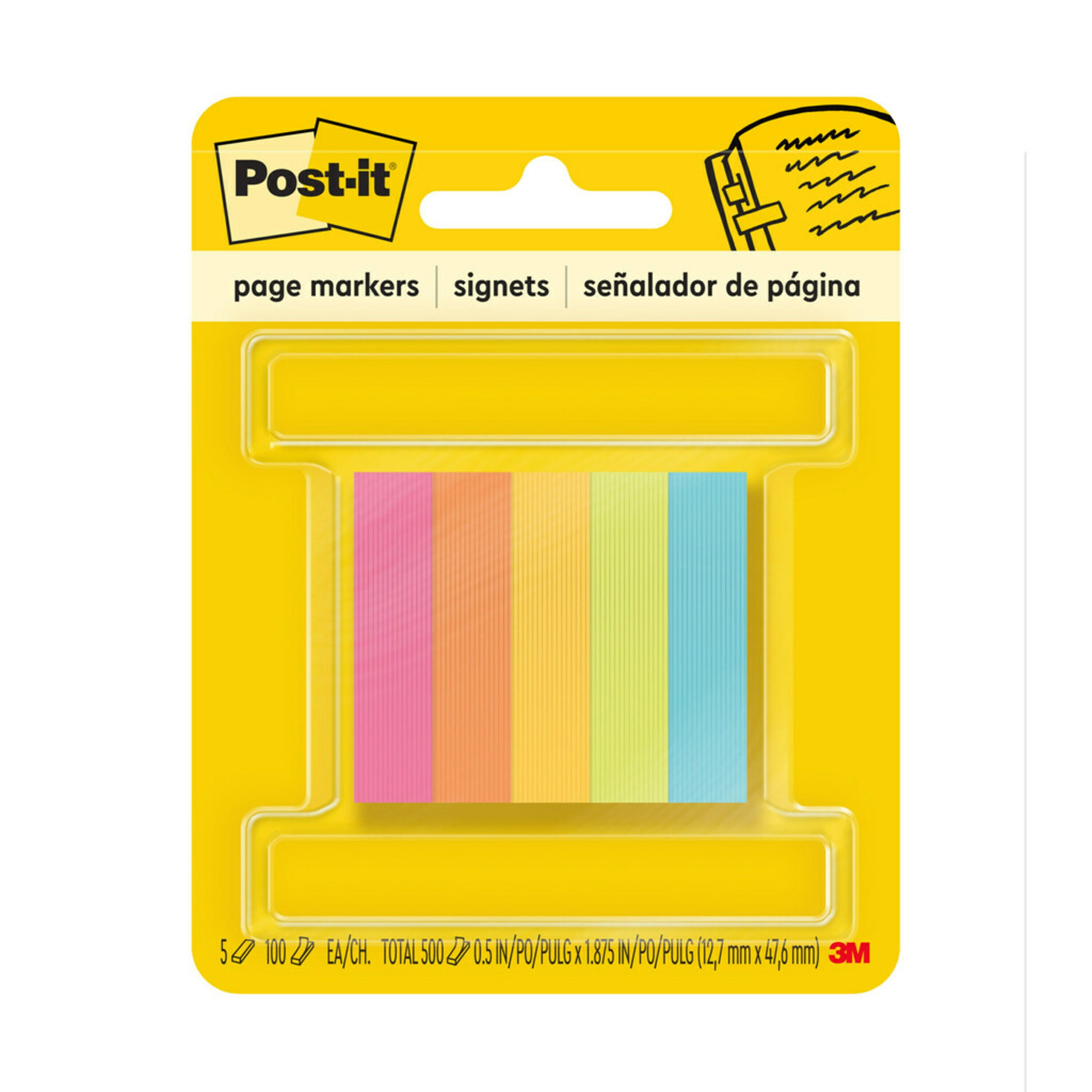 Post-it Sticky Flag Notes, 1 x 3 Inches, Ultra Colors, 50