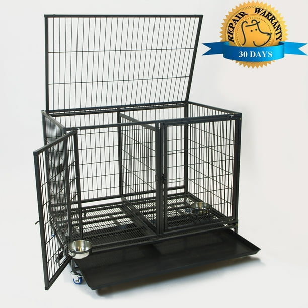 Homey Pet Stackable Dog Cage with Wheel, Divider, & Tray, 43"L x 29"W x 36"H
