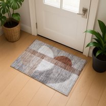 Addison Rugs Mayfield Premium Machine Washable Transitional Geometric Taupe Rectangle Rug, 1'8" x 2'6"