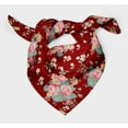 thumbnail image 3 of Bimba Foulard en Pure Soie Imprimé Floral Feuilles Rouges, Rose et Anémone Narcisse pour Cheveux Cou Tête Bandanas pour Femmes 40 x 40 Pouces, 3 of 6