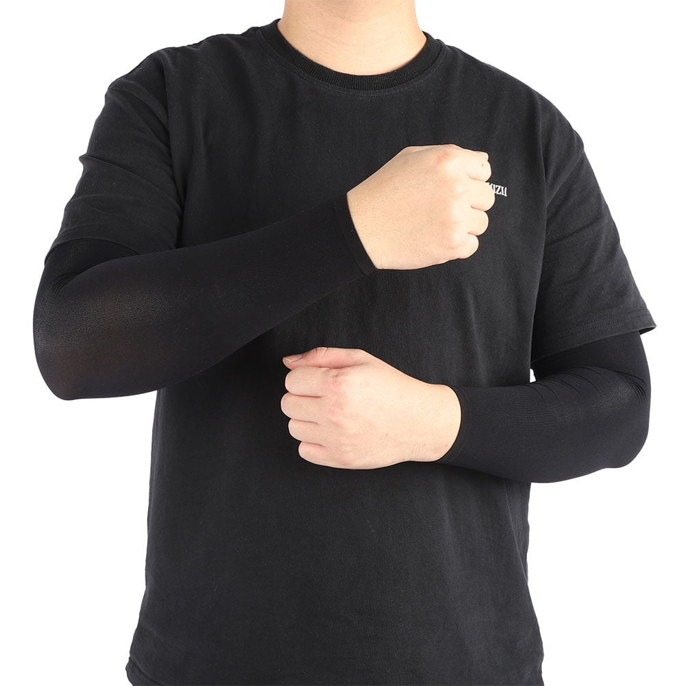 Black Fishing Arm Sleeves, Unisex UV Armwear, For Outdoor Riding