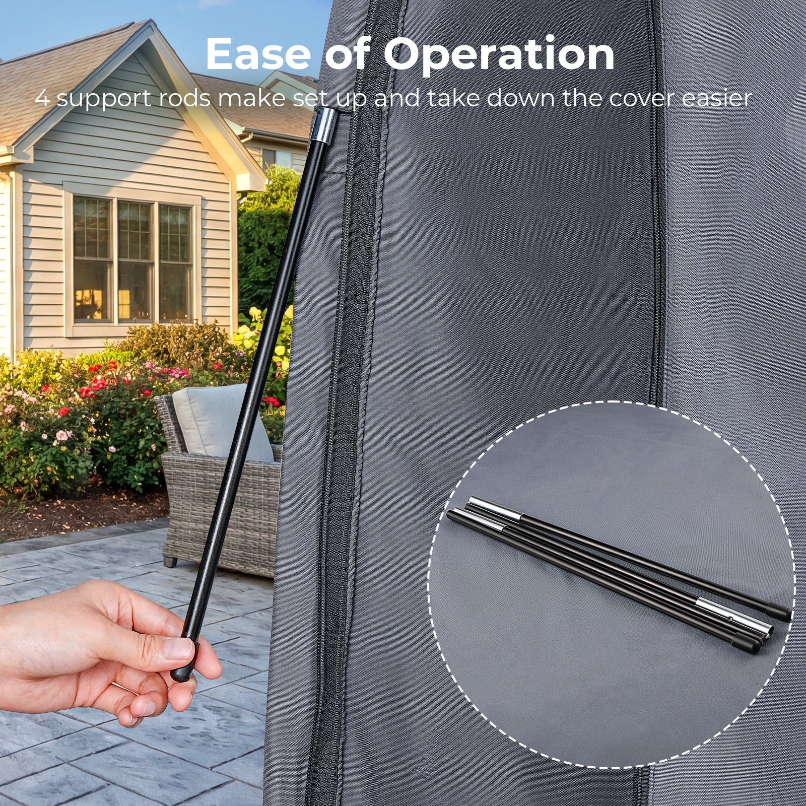 Dovov Patio Umbrella Cover for Outdoor Umbrellas 9ft to 11ft, Waterproof Umbrella Cover Parasol Outdoor Umbrella Cover with Telescopic Support Rod and Zipper