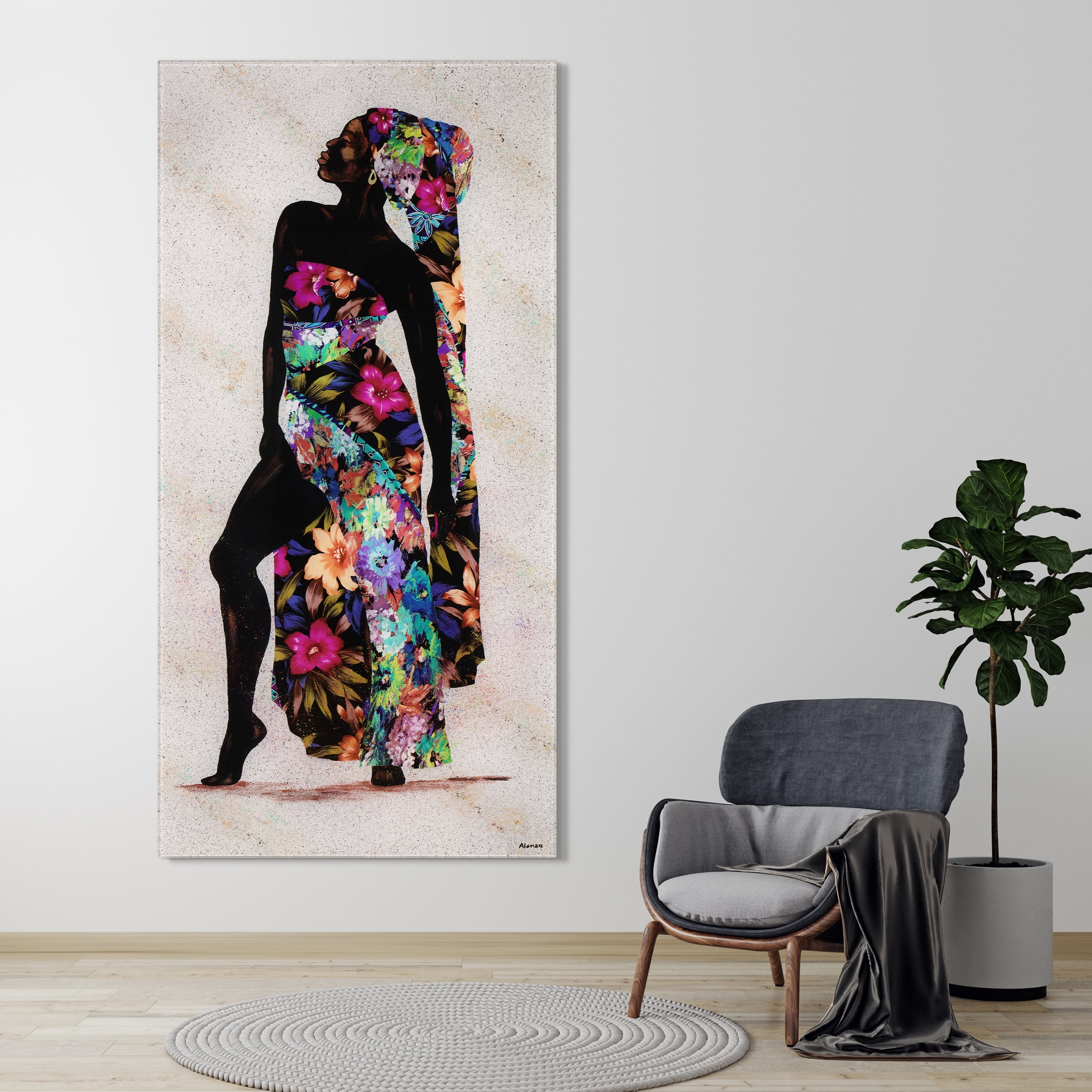 "Her Beauty I" Woman 72"x 36" Frameless Reverse Printed Tempered Art Glass Wall Art