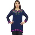 thumbnail image 3 of Phagun Women's Elegant Short Tunic Navy Blue Kurti Chic Casual Georgette Top-14, 3 of 8