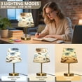 thumbnail image 3 of Modern Minimalist Cone Desk Lamp Antique Bronze Base & Linen Shade Bedside Table Lamp for Bedroom Living Room, Office, Dorm Soft Blue Flowers Medium, 3 of 8