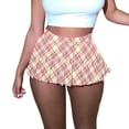 thumbnail image 2 of Mini Skirts for Women Plaid Pleated Skirts Cute Comfortable Summer Loose Womens Short Skirt Light Pink XL, 2 of 7