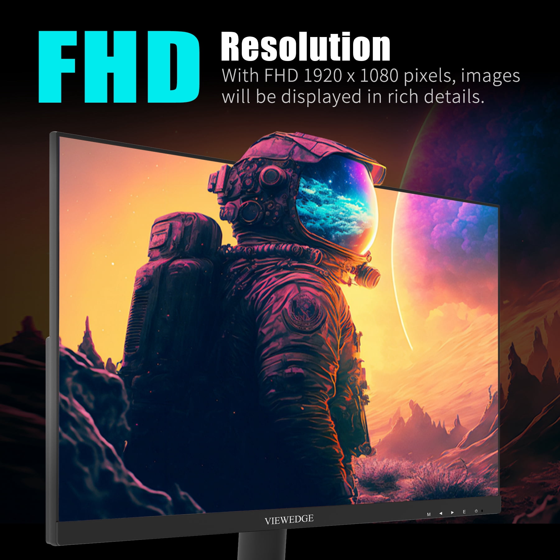 Viewedge 24 Inch Gaming Monitor with 180Hz, VA 1ms, FHD 1080p and HDR 10 PC Computer Monitor with 100% sRGB, Bluelight Filter, 2 HDMI & 1 DP Port, Support Freesync and Wall Mounted