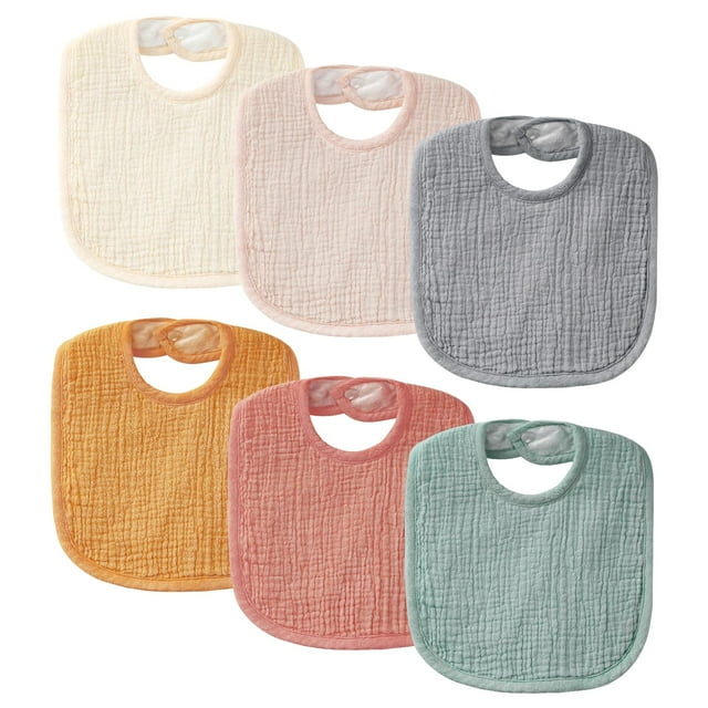 Baberos de muselina para bebés POIKSHARK, 6 unidades, unisex, de algodón