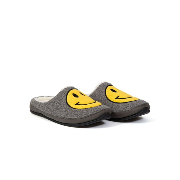 DEER STAGS Mens Gray Smiley Face Cushioned Slipperooz Round Toe Slip On Slippers Shoes 13 M