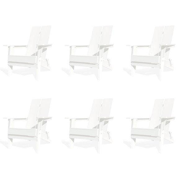 Krikacy Outdoor Adirondack Chair Set of 6, All-Weather HIPS Plastic Chair w/Cup Holder for Patio Poolside, Balck