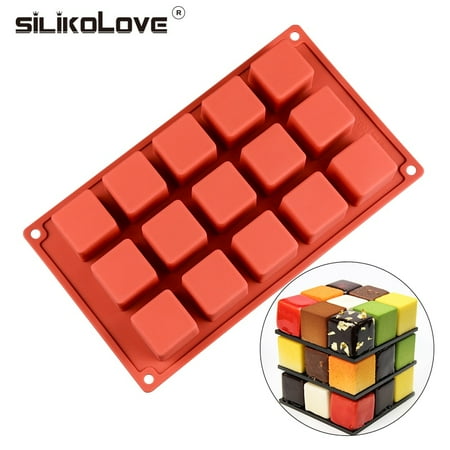 

15Cavity Silicone Mold Cube Non Stick Dessert Pastry Mold Magic Cube Splice Ca Square Brownie Molds Ca For Baking
