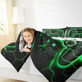 thumbnail image 5 of Feelyou Futuristic Gamepad Queen Comforter Set, Neon Glowing Honeycomb Bedding Sets, Glitter Green Games Console Reversible Bedding Comforter Set, Luxury Bedroom Decor, 3 Pieces, 5 of 9