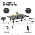 thumbnail image 5 of Nuu Garden 7 Piece Outdoor Dining Set, 61” Rectangular Metal Dining Table with Umbrella Hole, Stackable Dining Chairs, Black, 5 of 10