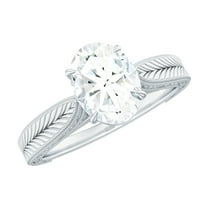 Rosec Jewels Vintage Lab Grown Diamond Oval Engagement Ring - 6x8 mm - EF-VS Grade Certified, 14K White Gold, US 11.00