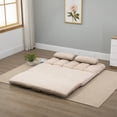 thumbnail image 3 of HOMCOM Convertible Floor Sofa Chair, Folding Couch Bed, Guest Chaise Lounge with 2 Pillows, Adjustable Backrest and Headrest, 51.25" L, Beige, 3 of 9