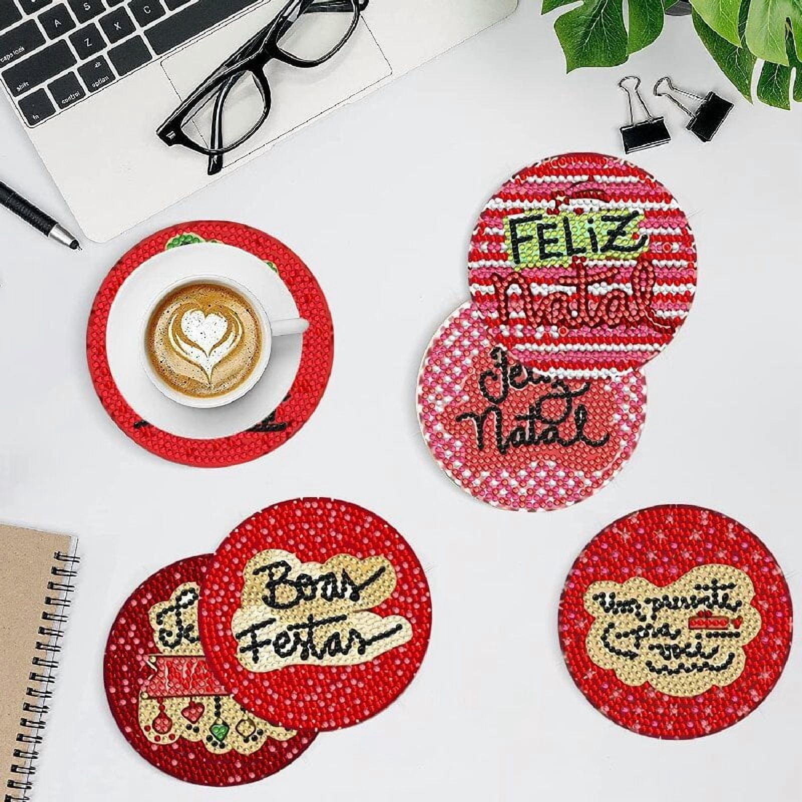 Diamond Art Coasters with Holder, Crafts Kits for DIY Coasters, Diamond Art Kits for Adults Diamond Painting Coasters Kits