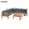 thumbnail image 3 of Wooden Outdoor Sofa Set with Gray Cushions and Surdy Metal Fittings Suitable for Patio,Garden or Terrace, 3 of 12