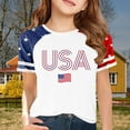 thumbnail image 2 of KAUOD Girls Striped Flag 4th of July T Shirts Short Sleeve Star Patriotic Graphic Blouse Tees Tops Kids Girls Summer Outfits, 2 of 5