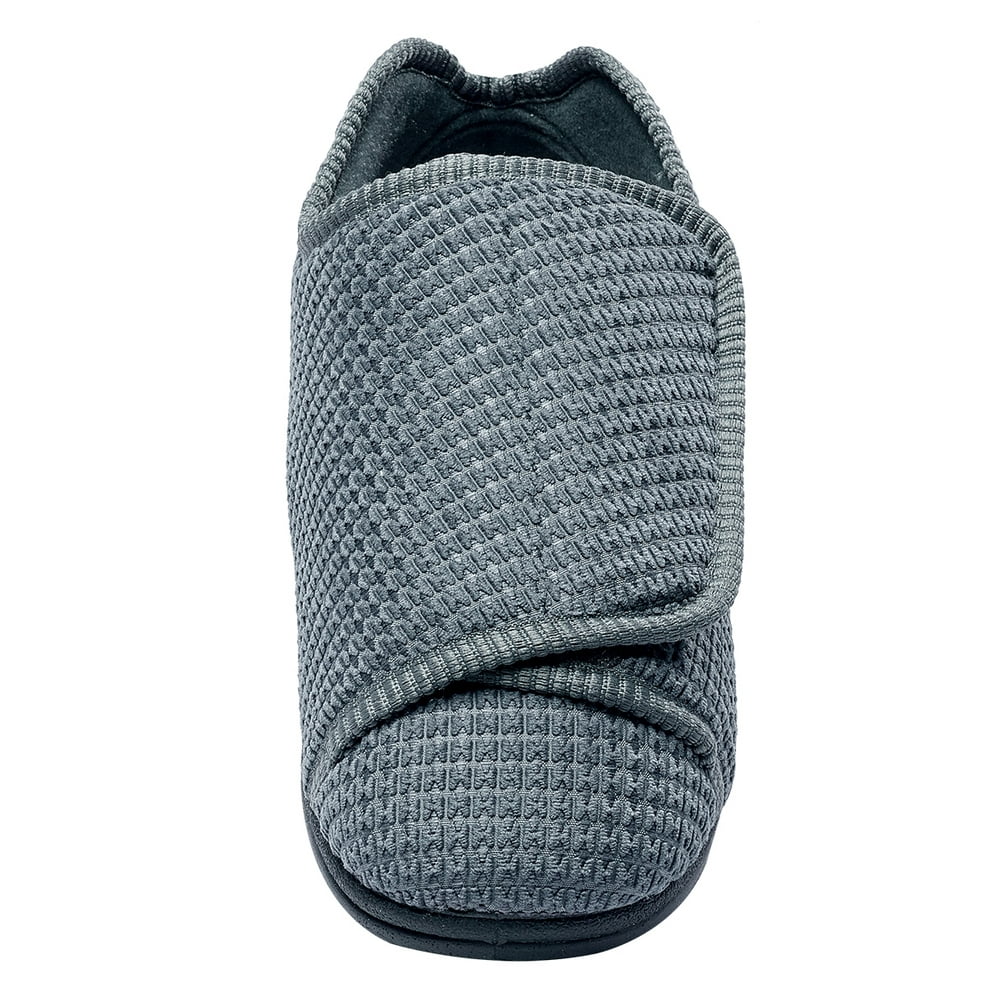 Silverts Men Extra Extra Wide Slippers, 8, Steel