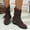 #005-Coffee, variant on Women's Western Ankle Boots - Fringe Decor Chunky Heel Platform Sole Casual Retro Style Pull-On Mid Calf Boots for Plus Size Footwear
