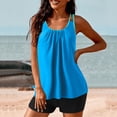 thumbnail image 6 of Dagegui Tankini Swimsuits for Women 2 Piece Modest Bathing Suits Summer Pleated U Neck Swim Tank Top with Boyshorts Swimwear Sets Light Blue L, 6 of 6