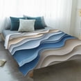 thumbnail image 4 of Moire Blue Brown Blanket Soft Cozy Warm Throw Blanket for Couch, Plush Fuzzy Flannel Fleece Blankets for Sofa, Ombre Modern Abstract Geometric Bed Blankets Lightweight Gifts for Women, 32"x48", 4 of 9